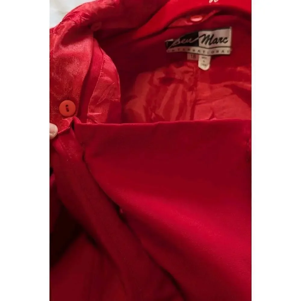 Ben Marc International Fancy Red Skirt Suit Set Plus Size 18 Jewel Button